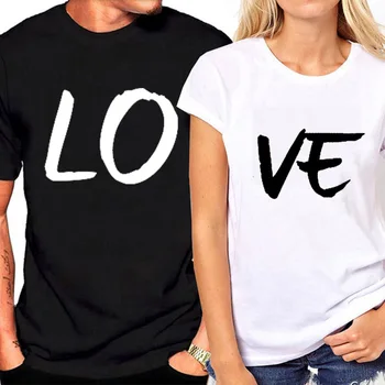 Elskende Par Sommeren Sjovt Par, Kvinder T-Shirts Hjerte Elsker Udskrivning Cool Mænd Kort Ærme Par Boyfriend Tøj