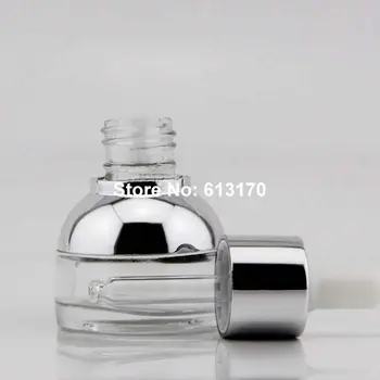 Engros-20ml Tom dropper flasker, hætteglas med sølv låg, æterisk olie flaske, Hvid gummi