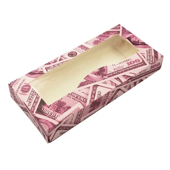 Engros 50/100Pcs Dollar Cash Eyelash Emballage Kasser Penge Pakke Pap Tomme Papir Kasse I Bulk Mink-Vipper, Marmor Sag