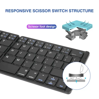 ET JLL-1 Transportabel Læder Folde Mini Bluetooth Tastatur til Telefon, Mini-Sammenklappelig Trådløse Tastatur Støtte IOS Android Vinde