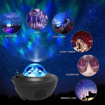 Farverige stjernehimmel Projektor Bluetooth-Stjernede Lys Projektor LED Nat Lys USB-Opladning Lampe Børn Gave