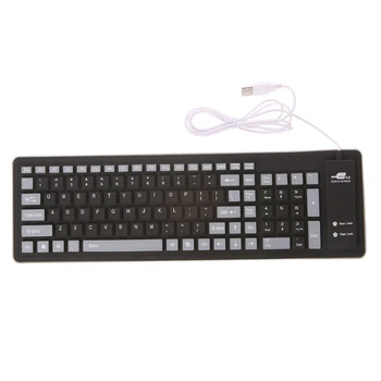 Foldbar Vandtæt Tastatur USB-Kabel Mini Tastatur 103 Nøgler, USB 2.0 PS/2 Silikone Bløde Tastatur med USB-Stik