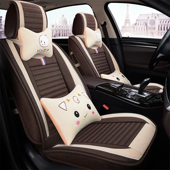 Fuld Dækning hørfibre sædebetræk auto-sæder dækker for Clio duster koleos naturskønne dokker kangoo renault master
