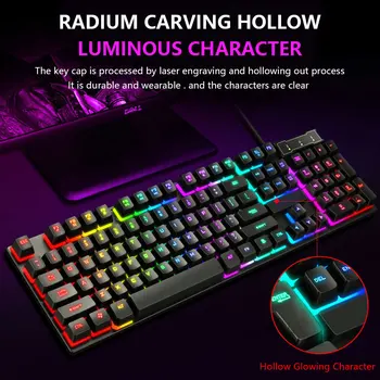 Gaming-Kabelbaseret Mus og tastatur Baggrundslys Farverige Lydløs Gaming Mus Sæt Til Bærbare PC Mekaniske Følelse Gamer-Tastatur kit