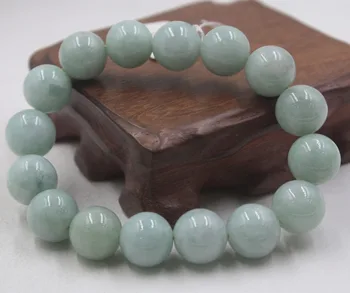 Gave Naturlige Grade A Jade Hvid Jadeite 13,5 mm Glatte Runde Grønne Perler Armbånd Link Til Kvinder Mand Dame 16-17cmL