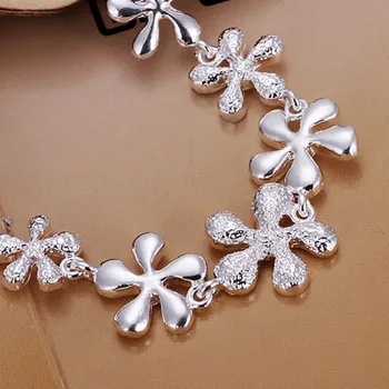 Gratis Shipping Engros sølv armbånd, 925 mode forsølvede smykker Blomme Blomster Armbånd /LUABABML IFAWCMHB