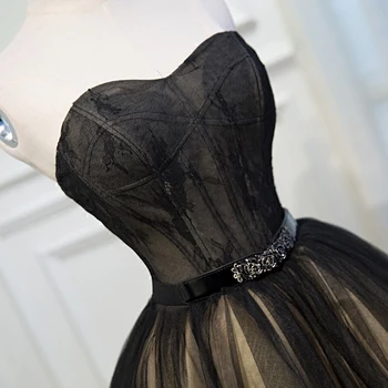 Gratis skibet black lace blomster perlebesat talje kort lolita kjole/kan told-størrelsen at gøre