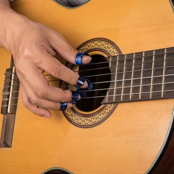 Guitar startpakke Indeholder 8 Stykker Guitar Tommelfinger og Finger Picks (Metal og Blå Celluloid), 5 Stykker Klart, Guitar Finger Prot