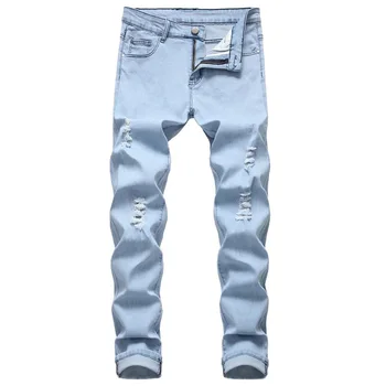 Herre Ripped Jeans, Casual Tynde slim Fit Denim Bukser Biker Hip Hop Jeans sexet Tynde Nødlidende Jeans
