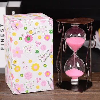 Hjerte-Formet Kobber Timeglas I Europæisk Stil, Farve Timeglas Sand Retro Strygejern Håndværk Pynt