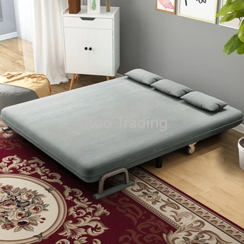 HMN854+002Single Dobbelt Hjem sammenklappelig Seng Økonomisk Multifunktionelle Frokost Pause Bed Komposit Stof + Metal Sofa 1,8 Meter Bed