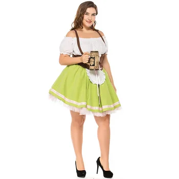 Høj Kvalitet Plus Size Halloween Outfits til Kvinder Server Cosplay Parti Uniformer Oktoberfest Traditionelle Sexet Mini Kjole M-3XL