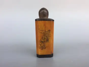 Kinesisk gamle beijing Oksekød knogle håndlavet udskæring snus flaske