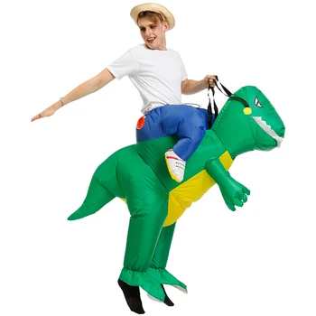 KOOY Voksen Oppustelig Dinosaur kostume, grøn dinosaur T-REX tøj Halloween Kostumer Til Kvinder, mænd Part, kids Jumpsuit, der passer