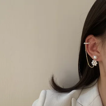 Koreanere retro elegant Perle blomst drop øreringe til kvinde piger æstetiske smykker mode julegaver