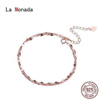 La Monada Fint Sølv 925 Smykker Armbånd Kvinde Kvinde Dobbelt Lag Kæde Minimalistiske Armbånd Til Kvinder 925 Sterling Sølv