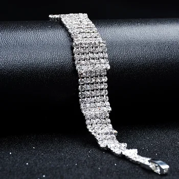 Luksus Krystal Bryllup Armbånd Til Kvinder, armbånd & Armbånd Femme Brude Smykker, Vintage Armbånd til Gave Med Rhinestone