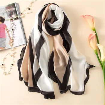 Luksus Mærke Elegant Silke Tørklæder Printet Tørklæde Kvinder Forår Sommer Nye Stil Mode Sol-resistente Stranden poncho chiffon hijab