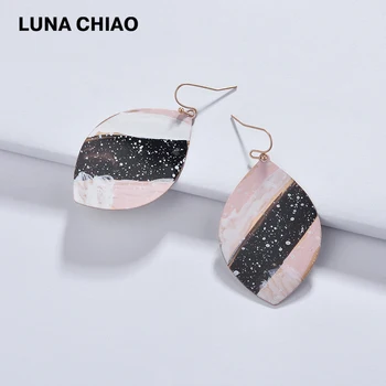 LUNA CHIAO Fashion Designer Marquise Form Metal Øreringe overflade malet drop øreringe til Piger