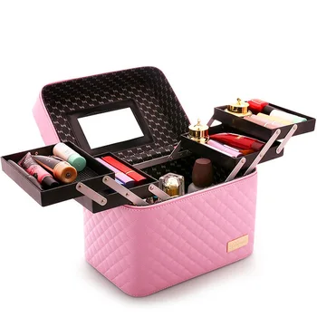 Makeup opbevaringspose Kvinder ' s Store kapacitet Mode, Kosmetik Kosmetik Taske Multi-lag opbevaringsboks Bærbare Smuk Kuffert