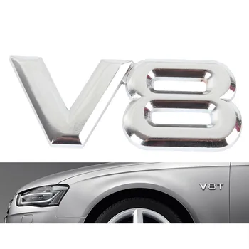 Metal 3D V8 Motor Forskydning Bil Badge V8 Logo Logo Klistermærke V8 Auto Bil Decal Badge Styling