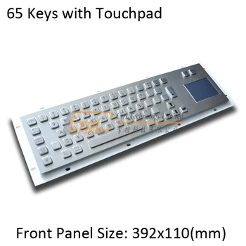 Metal tastatur med touchpad, 65 nøgler, USB/ps2, brugerdefinerede layout, kiosk tastatur med pegefeltet