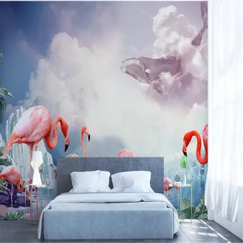 Milofi brugerdefinerede 3D-print tapet vægmaleri på moderne minimalistisk glacier landskab havet flamingo stue-TV baggrund væggen