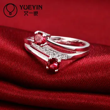 Mode forsølvede ring for kvinder indlagt Krystal bryllup Brude smykker bague argent Originale designs Trendy