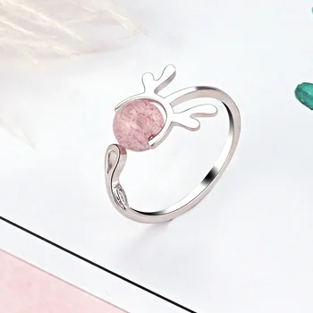 Mode Rådyr Elg Ring i Sølv Farve Søde Gevir Zirconia Krystal julefrokost til Stede Ringe Tilbehør anillos Nyt Design