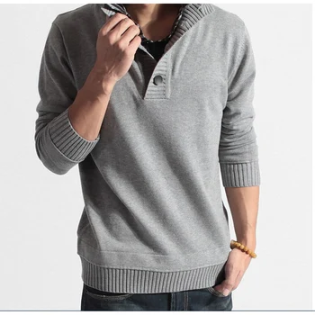 Mænds Tøj, Vinter Farve Trøje med Lange Ærmer Falske To Stykker Blød Handfeel Ferie Stilfulde Sweater Top Bluse