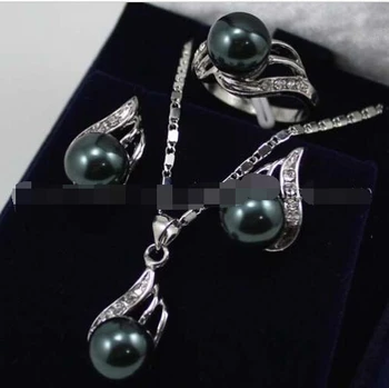 Naturlige Hvidt Akoya Kulturperler Perle/Alexandrit armbånd, halskæde, øreringe sæt (A0423) -Top kvalitet, gratis forsendelse