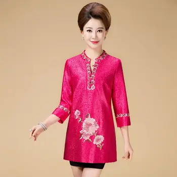 Ny mode efterår bryllup stil Tang passer top traditionelle Kinesiske kvinder tøj top vintage kjole plus size qipao bluse