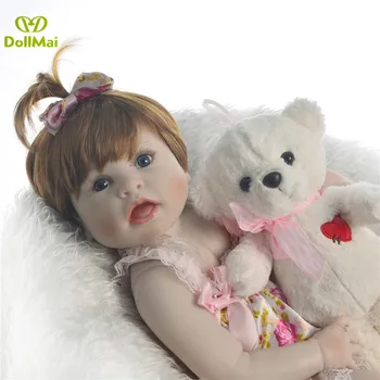 Ny model Full body silikone reborn baby dolls vinyl nyfødte pige i live dukke legetøj, barn gave bebes genfødt menina 57cm