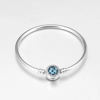 Nye Charm blå zircon 925 Sterling Sølv fint Perle armbånd diy for mode smykker til kvinder tilbehør trendy 2018