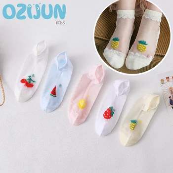 Nye Fashion baby drenge piger Sommeren Gennemsigtig Sød Frisk frugt Børn ultra tynd silke rene sokker børn drenge piger sokker