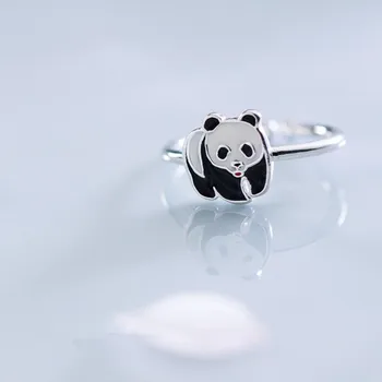 Nye Hot Søde Lille Panda Åbning Justerbare Ringe Til Kvinder 925 Sterling Sølv Smykker, Tilbehør Party Girl ' s Ringe SAR22