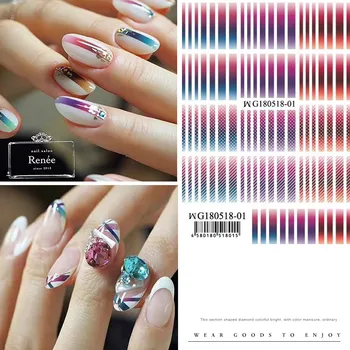 Nyeste Symfoni bølge punkt gradient 3d nail art søm mærkat mærkat stempling eksport japan designs rhinestones dekorationer
