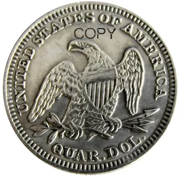 OS 1860 P/O/S Sidder Frihed Quater Dollar Sølv Forgyldt Kopi Mønt