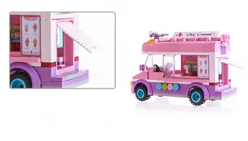 Papir hus Oplysning blokke er forenelige med børns ice-cream lastbil forsamling ice cream lastbil 1112 piger bil-legetøj