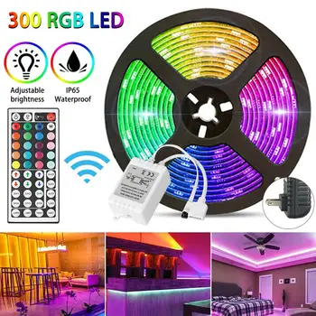 RGB-5M 16.4 ft Vandtæt 3528 SMD 300 Fleksibel LED lysbånd 12V+44 Nøgle Fleksibel Belysning Bånd, Tape Controller Adapter Sæt