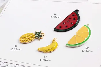 Ritoule Korea DIY smykker tilbehør, dryp olie alloy vedhæng, armbånd, vedhæng, vandmelon, citron, ananas, banan