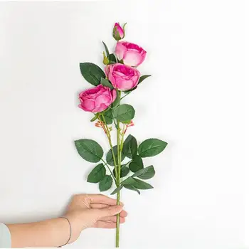 Rose Blomster Gren Dekorative Falske Rose Blomster Stængel Kunstig Silke Klud Hjem Haven Bryllup Dekorationer, Rekvisitter Fotografering