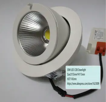 Rotere 360 grader 20W 30W COB LED Loft Downlight Epistar LED rund Forsænket Loft lampe Spot lys til hjemmet belysning