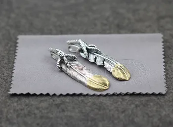 S925 sterling sølv vedhæng smykker klassiske fjer Eagle claw fugle guld-belagte tag styling par Indiske stil at sende gaven