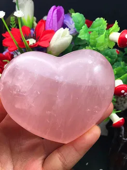 Smukke naturlige rosa kvarts krystal hjerte til indretning healing krystal bryllup indretning Jul indretning