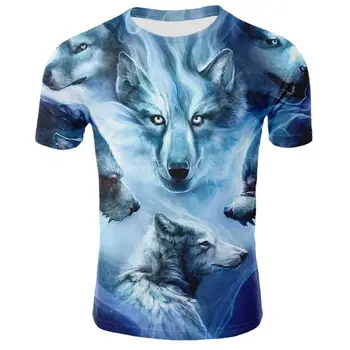 Sommer T-shirt Mænd Streetwear Rund Hals kortærmet t-Shirts Toppe Sjove Dyr Mandlige Tøj Casual Wolf 3D-Print Tshirt