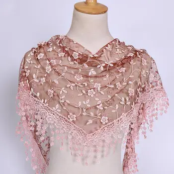 Sommeren damer lace scarf fleksibel kvinders trekant bandage blomstret tørklæde sjal bryllupsgave tørklæde luksus brand design