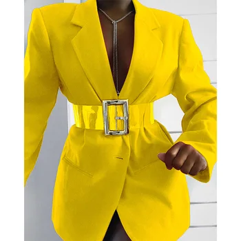 Sort Blazer Gul Jakke Kvinder 2021 Manteau Femme Blazer Femenino Veste Femme Blazer Mujer Chaquetas Para Mujer Giacca Donna