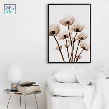 SPLSPL 3stk Gennemsigtig Blomst Lærred Kunst Print, plakater og Male Væggen Billedet for Living Room Dekoration Uden Ramme