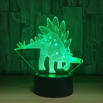 Stegosaurus Dinosaur 3D LED-Lampe Touch Skifte Skrivebord Lys Nat-Lys 7 Farverige USB-LED Bord Akryl Lampe Hjem Indretning Børn Gaver